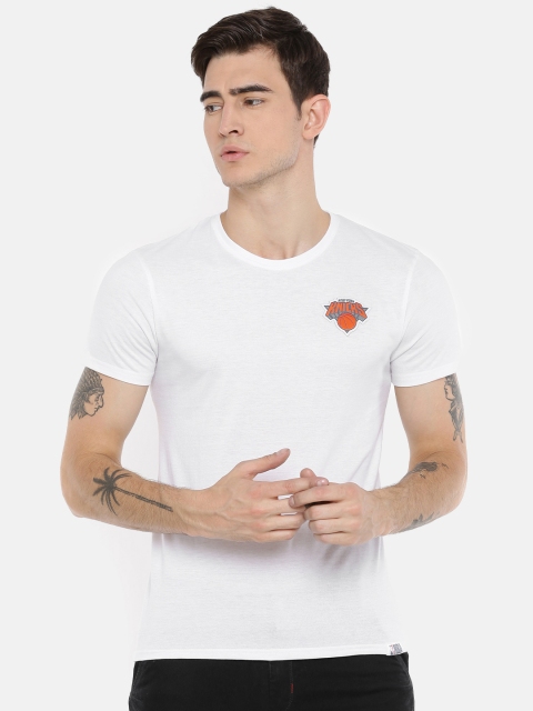 

NBA Men White Solid Round Neck T-shirt