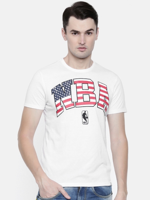 

NBA Men White Printed Round Neck T-shirt