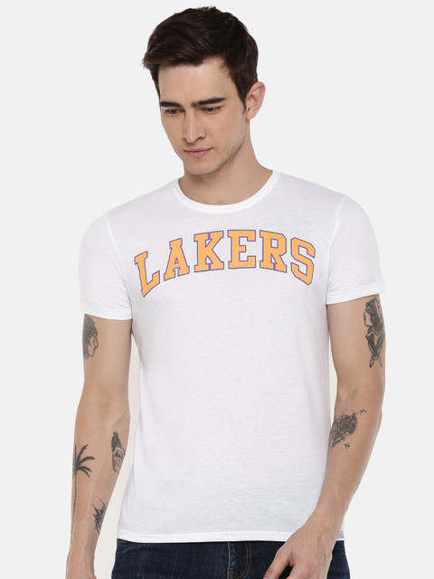 

NBA Men White Printed Round Neck T-shirt