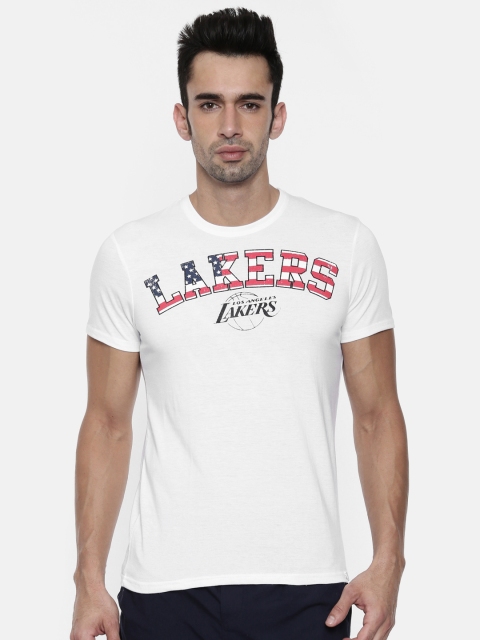 

NBA Men White Printed Round Neck Los Angeles Lakers T-shirt