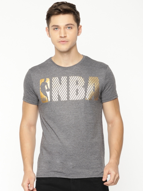 

NBA Men Charcoal Grey Printed Round Neck T-shirt