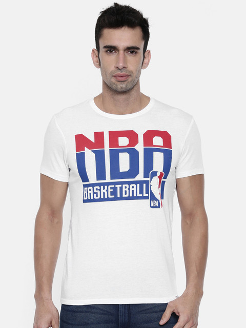 

NBA Men White Printed Round Neck T-shirt