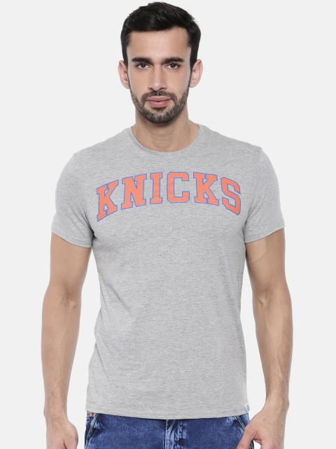 

NBA Men Grey Melange Printed Round Neck T-shirt