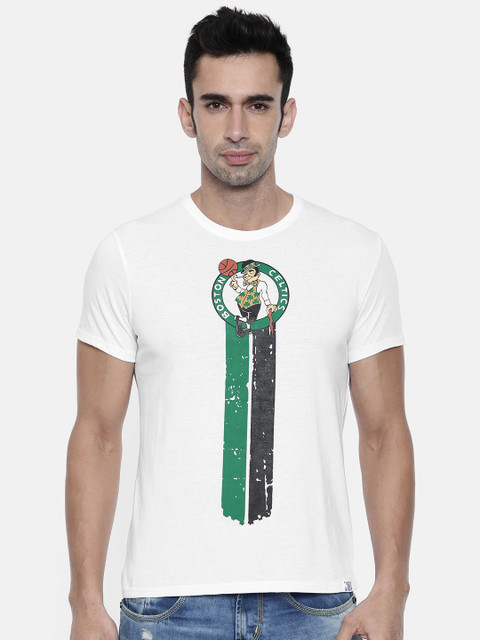 

NBA Men White Printed Round Neck T-shirt