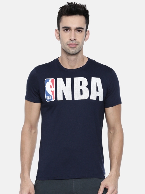 

NBA Men Navy Blue Printed Round Neck T-shirt