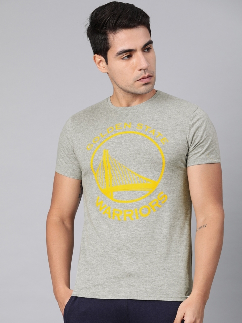 

NBA Men Grey Melange Printed Round Neck T-shirt