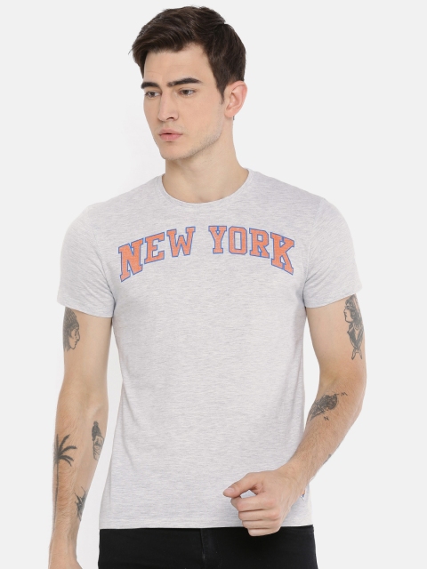 

NBA Men Grey Melange Printed Round Neck New York Knicks T-shirt