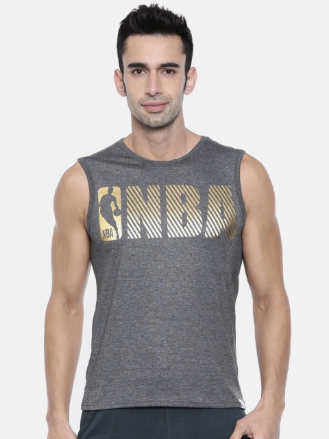 

NBA Men Charcoal Grey Printed Round Neck T-shirt
