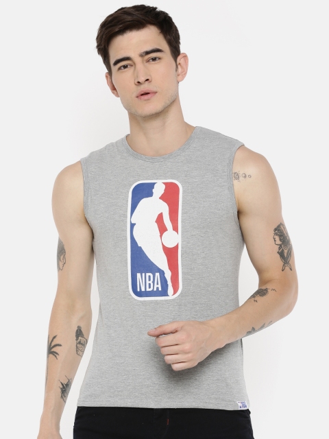

NBA Men Grey Melange Printed Round Neck T-shirt