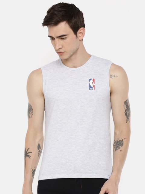 

NBA Men Grey Melange Printed Round Neck T-shirt