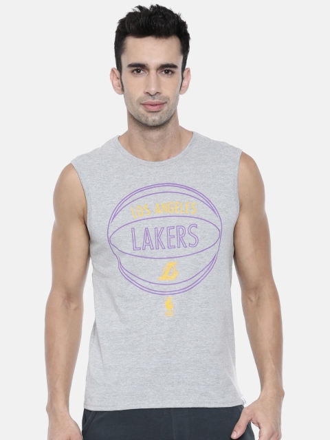 

NBA Men Grey Melange Printed Round Neck T-shirt