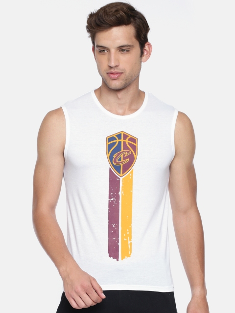 

NBA Men White Printed Round Neck T-shirt