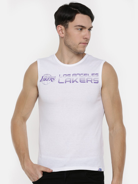 

NBA Men White Printed Round Neck T-shirt