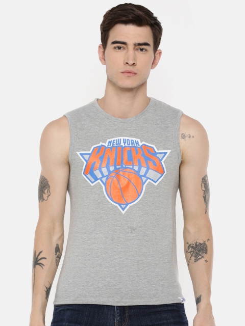 

NBA Men Grey Melange Printed Round Neck T-shirt