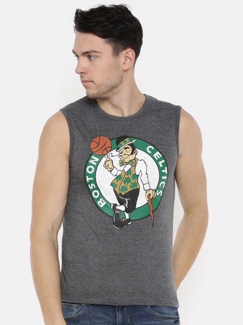

NBA Men Charcoal Grey Printed Round Neck T-shirt