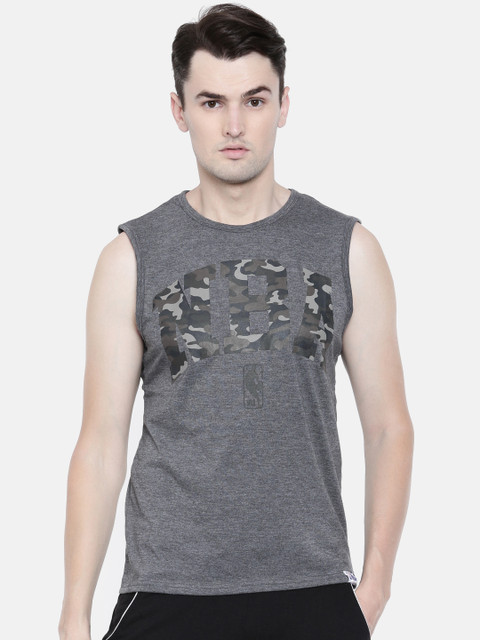 

NBA Men Charcoal Grey Printed Round Neck T-shirt