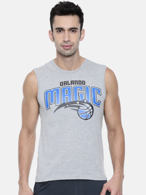 

NBA Men Grey Melange Printed Round Neck T-shirt