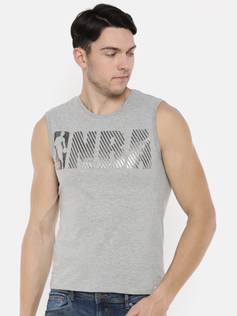 

NBA Men Grey Melange Printed Round Neck T-shirt
