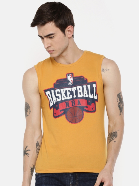

NBA Men Yellow Printed Round Neck T-shirt