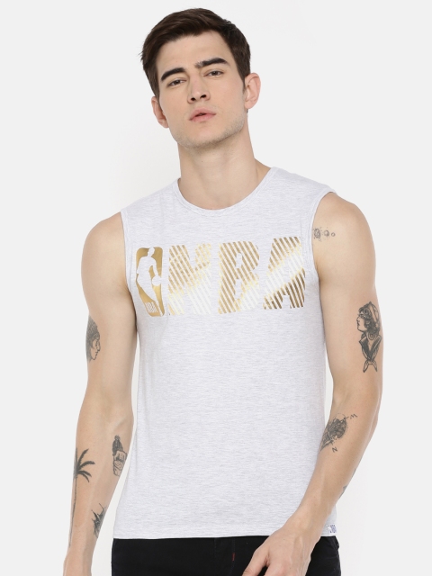 

NBA Men Grey Melange Printed Round Neck T-shirt