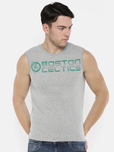 

NBA Men Grey Melange Printed Round Neck T-shirt