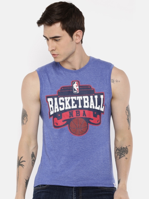 

NBA Men Blue Printed Round Neck T-shirt