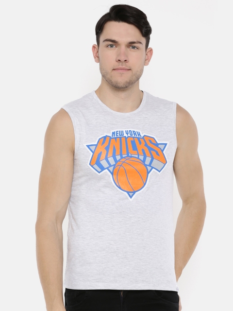 

NBA Men Grey Melange Printed Round Neck T-shirt