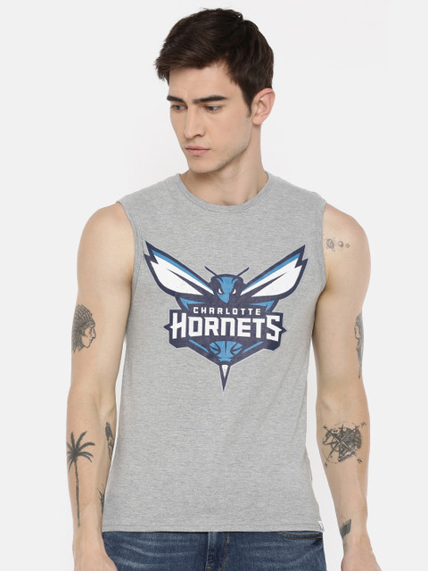 

NBA Men Grey Melange Printed Round Neck T-shirt