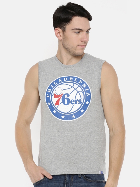 

NBA Men Grey Melange Printed Round Neck T-shirt