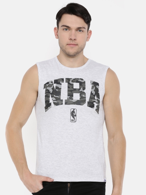 

NBA Men Grey Melange Printed Round Neck T-shirt