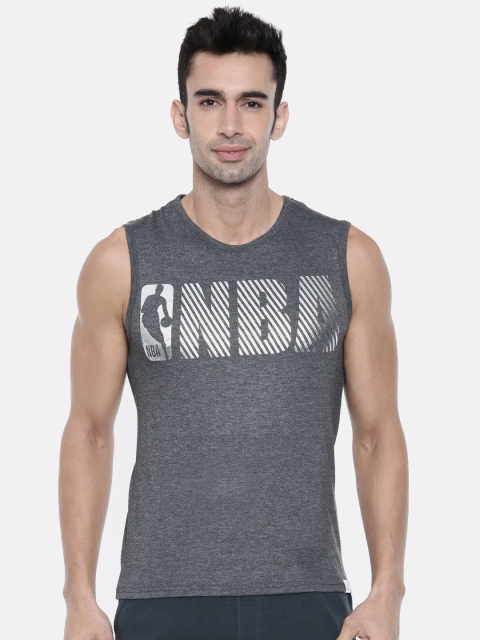 

NBA Men Charcoal Grey Printed Round Neck T-shirt