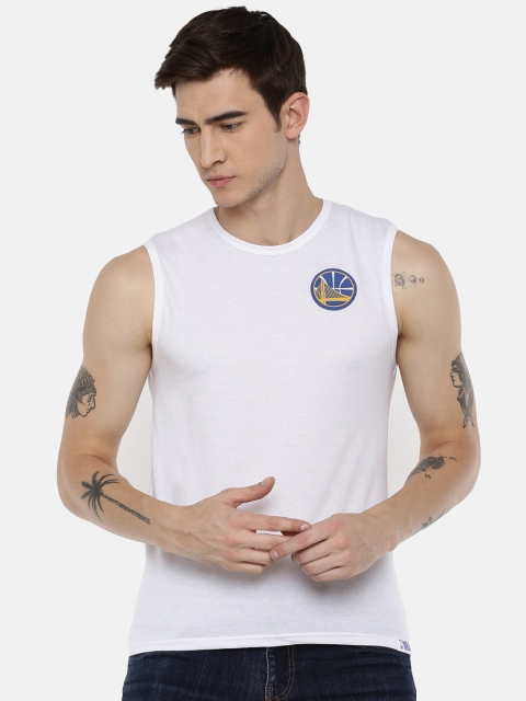 

NBA Men White Solid Round Neck T-shirt