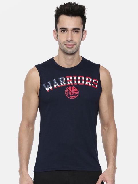 

NBA Men Navy Blue Golden State Warriors Printed Round Neck T-shirt