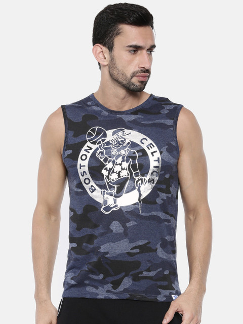 

NBA Men Navy Blue Printed Round Neck T-shirt