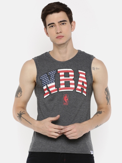 

NBA Men Charcoal Grey Printed Round Neck T-shirt