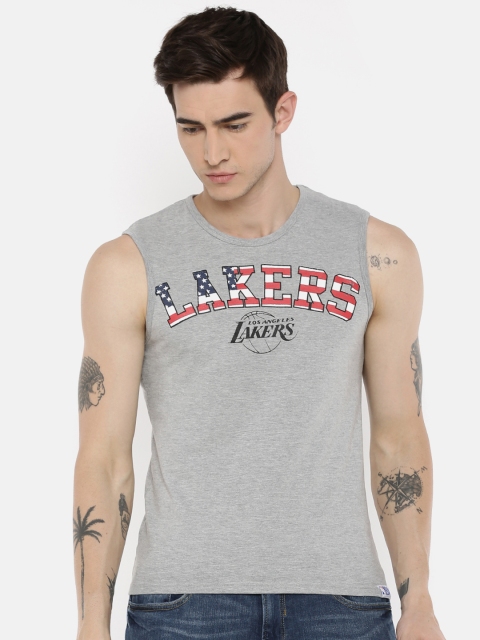 

NBA Men Grey Melange Printed Round Neck T-shirt