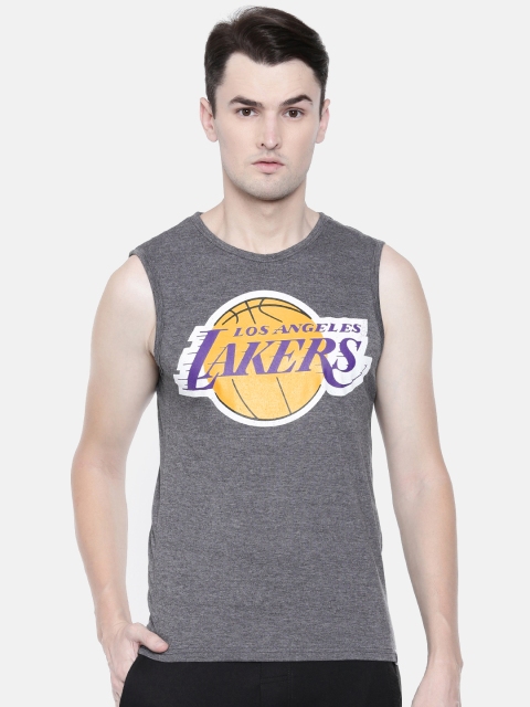 

NBA Men Charcoal Grey Printed Round Neck Los Angeles Lakers T-shirt
