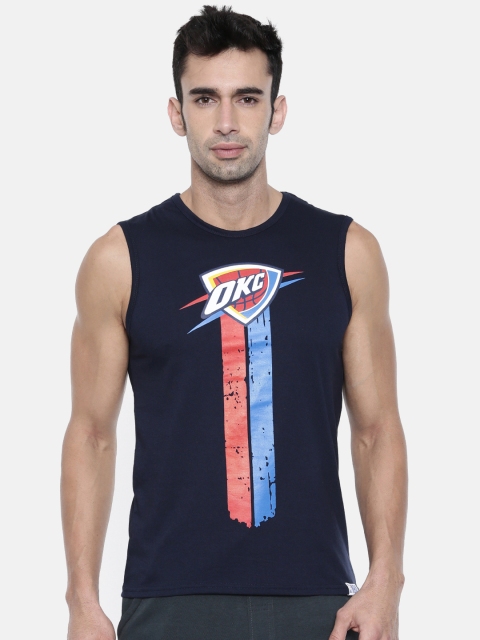 

NBA Men Navy Blue Printed Round Neck T-shirt