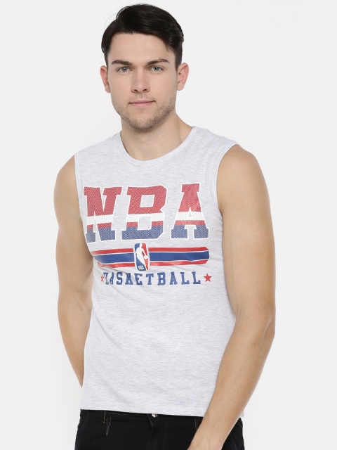 

NBA Men Grey Melange Printed T-shirt