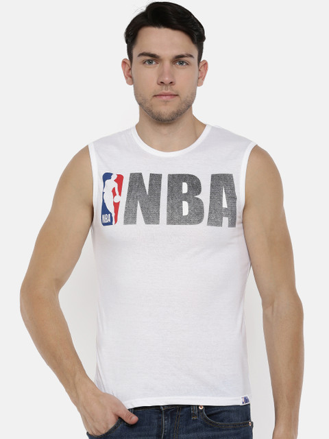 

NBA Men White Printed Round Neck T-shirt