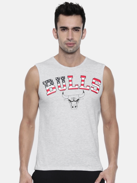 

NBA Men Grey Melange Printed Round Neck T-shirt