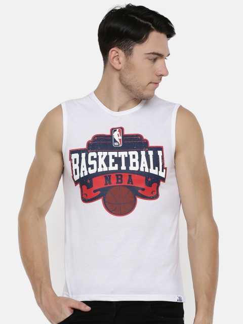 

NBA Men White Printed Round Neck T-shirt