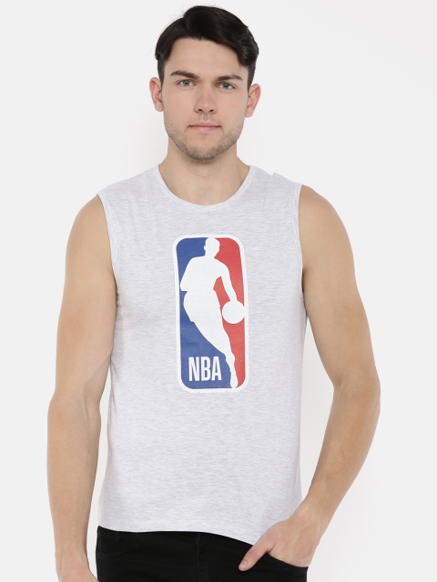 

NBA Men Grey Melange Printed Round Neck T-shirt