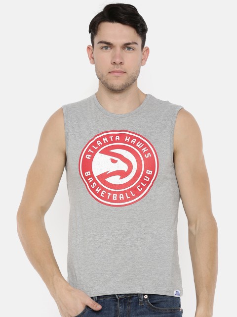 

NBA Men Grey Melange Printed Round Neck T-shirt