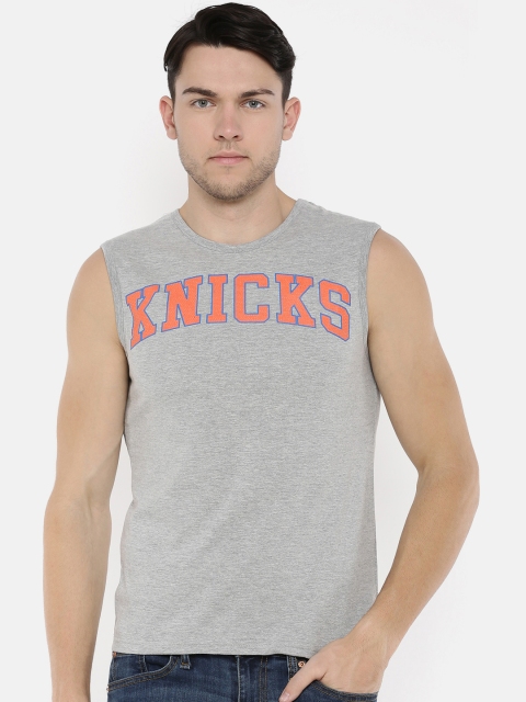 

NBA Men Grey Melange Printed Round Neck T-shirt