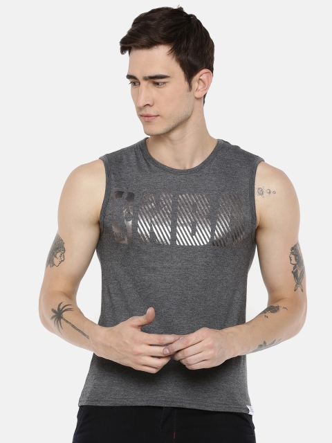 

NBA Men Charcoal Grey Printed Round Neck T-shirt