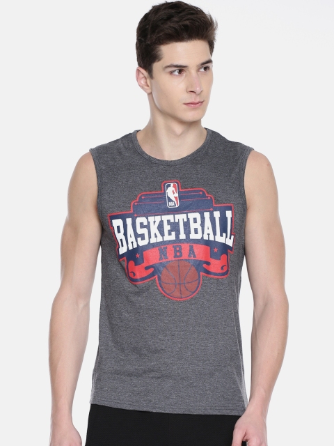 

NBA Men Charcoal Grey Printed Round Neck T-shirt