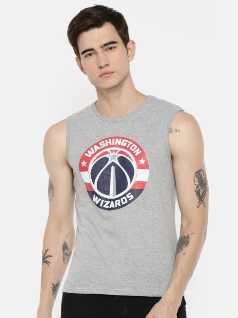 

NBA Men Grey Melange Printed Round Neck T-shirt