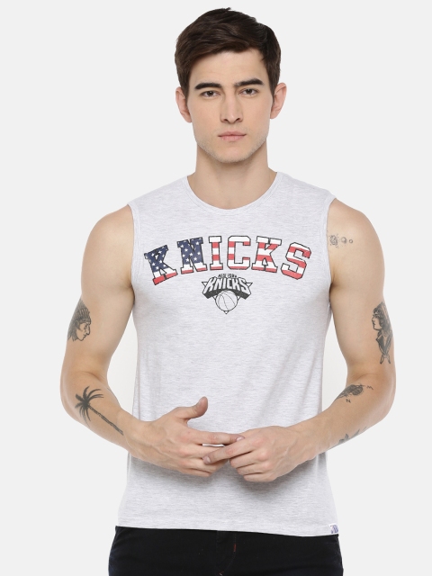 

NBA Men Grey Melange Printed Round Neck T-shirt