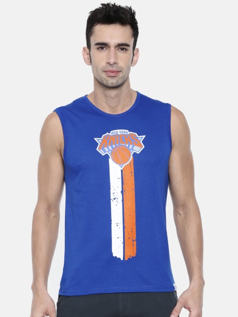 

NBA Men Blue Printed Round Neck New York Knicks T-shirt
